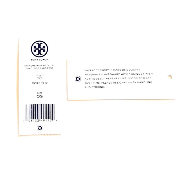 NEW | TORY BURCH Kira Chevron Quilted Metallic Pavé Card Case + Velvet Pouch - Picture 3 of 6